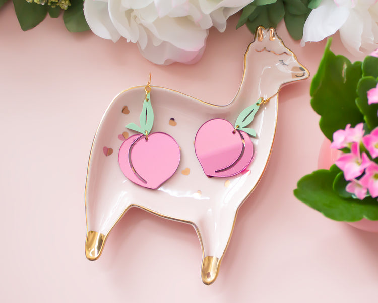 Peach Pink Mirror Acrylic Earrings