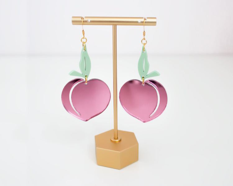 Peach Pink Mirror Acrylic Earrings