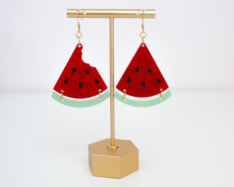 Glitter Watermelon Acrylic Earrings