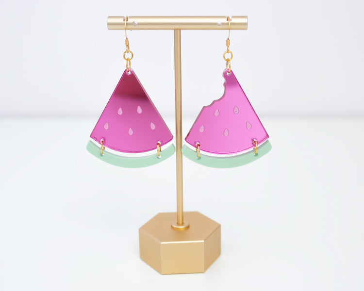Pink Watermelon Acrylic Earrings
