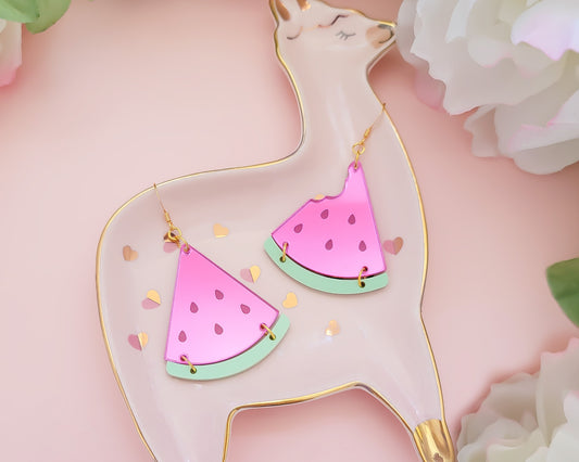 Pink Watermelon Acrylic Earrings