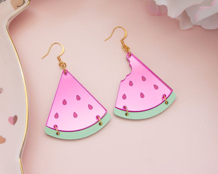 Pink Watermelon Acrylic Earrings