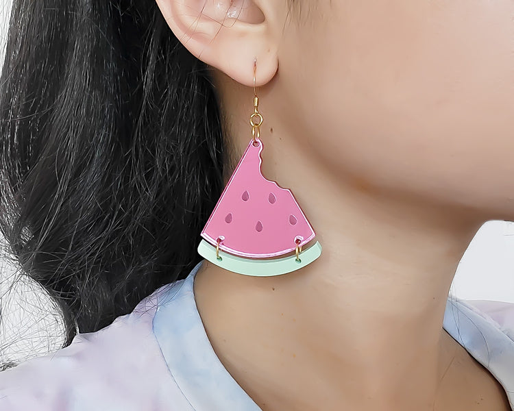 Pink Watermelon Acrylic Earrings