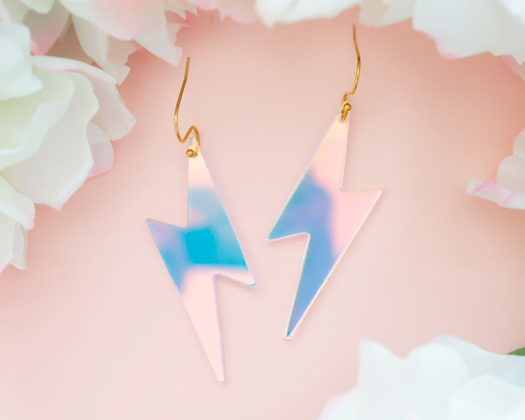 Lightning Bolt Holographic Acrylic Earrings