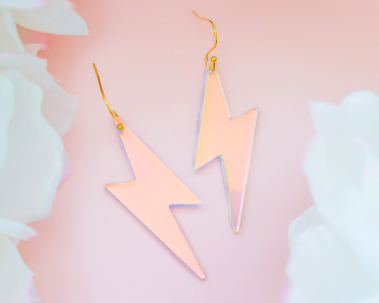 Lightning Bolt Holographic Acrylic Earrings