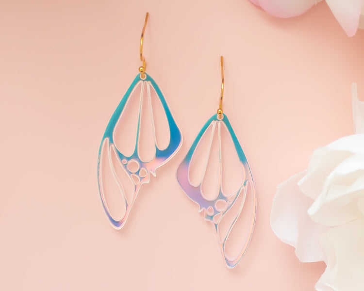 Holographic Wings Acrylic Earrings