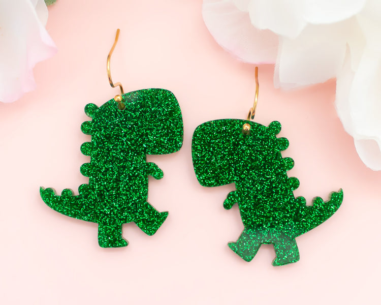 Dinosaur Glitter Acrylic Earrings