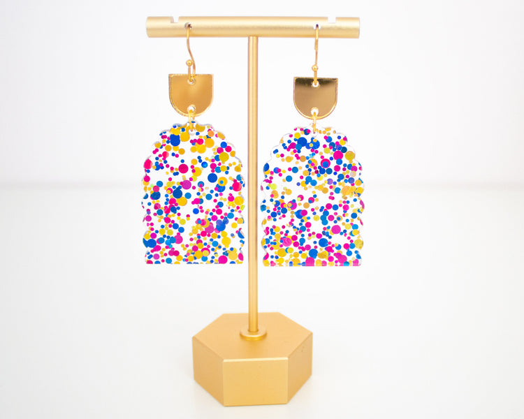 Scallop Arch Confetti Geometric Earrings
