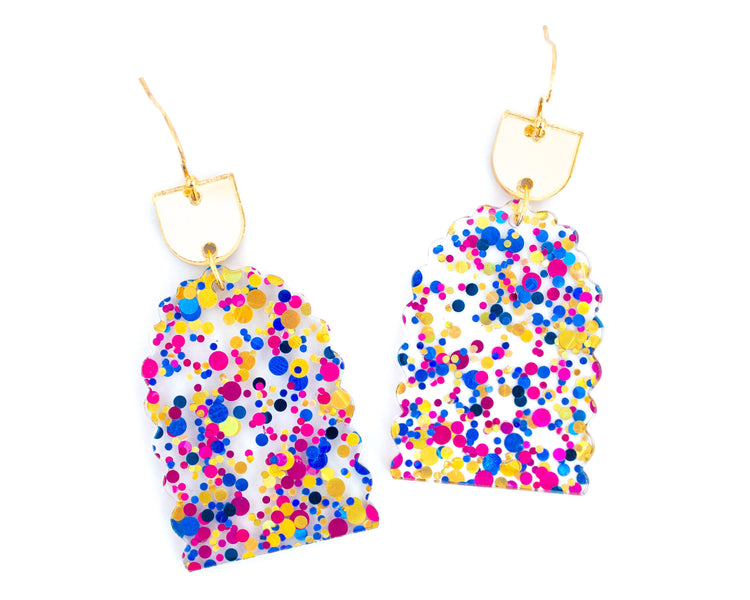 Scallop Arch Confetti Geometric Earrings