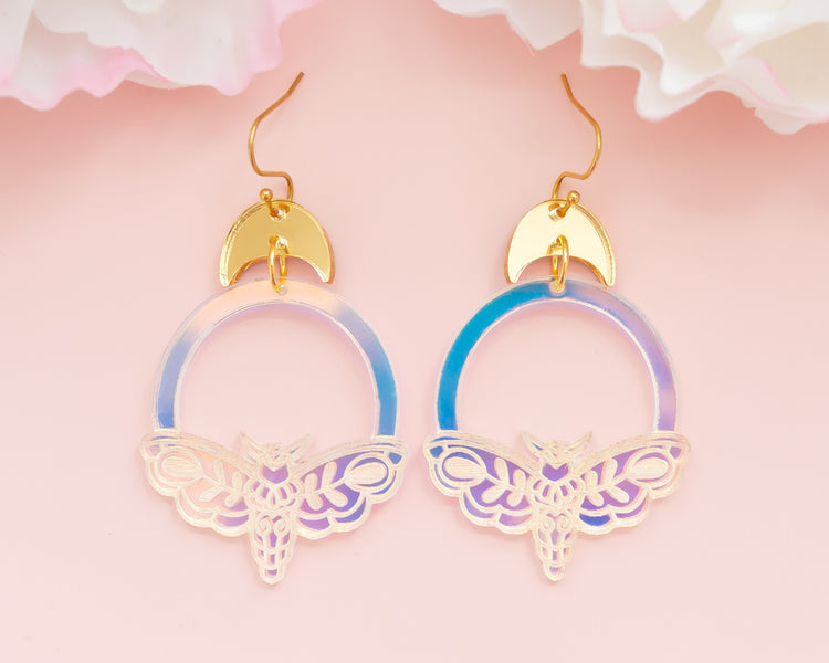 Moth Celestial Holographic Acrylic Earrings