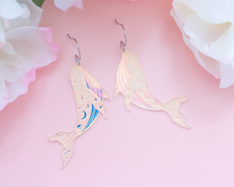 Celestial Whale Iridescent Acrylic Earrings