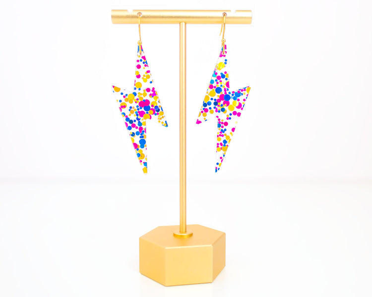 Lightning Bolt Confetti Acrylic Earrings