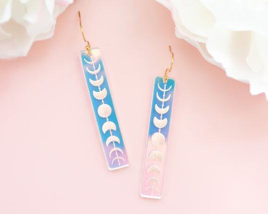 Moon Phases Celestial Holographic Acrylic Earrings