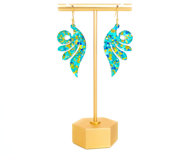 Aqua Confetti Wings Earrings