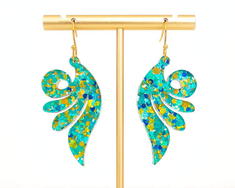 Aqua Confetti Wings Earrings