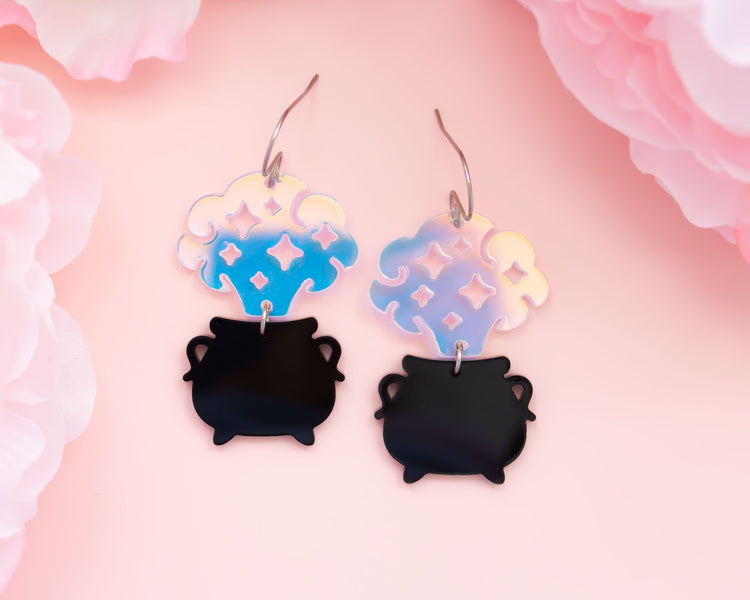 Witch Cauldron Holographic Acrylic Earrings
