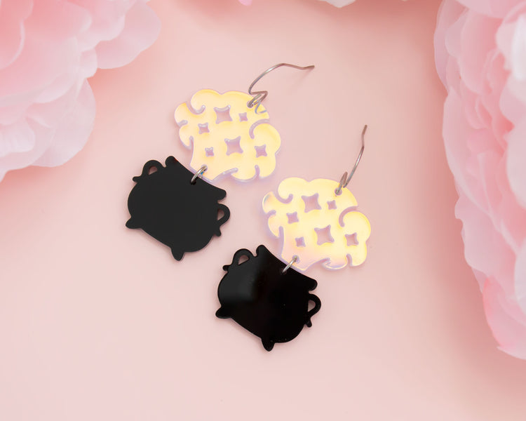 Witch Cauldron Holographic Acrylic Earrings