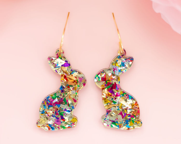 Gold Flake Bunny Earrings