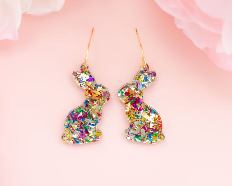 Gold Flake Bunny Earrings