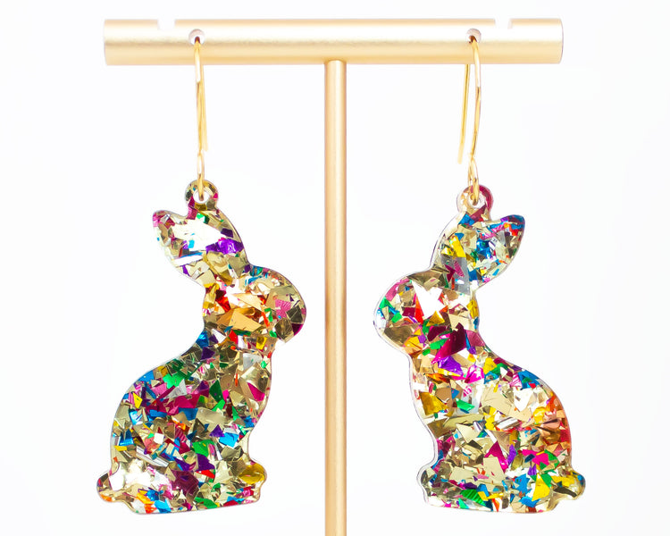 Gold Flake Bunny Earrings
