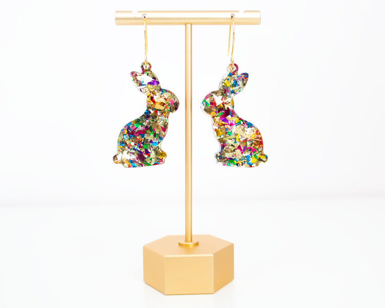 Gold Flake Bunny Earrings
