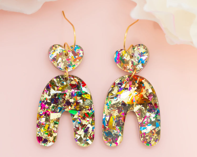 Heart Arch Gold Geometric Earrings