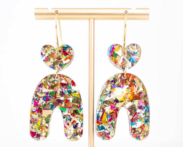 Heart Arch Gold Geometric Earrings