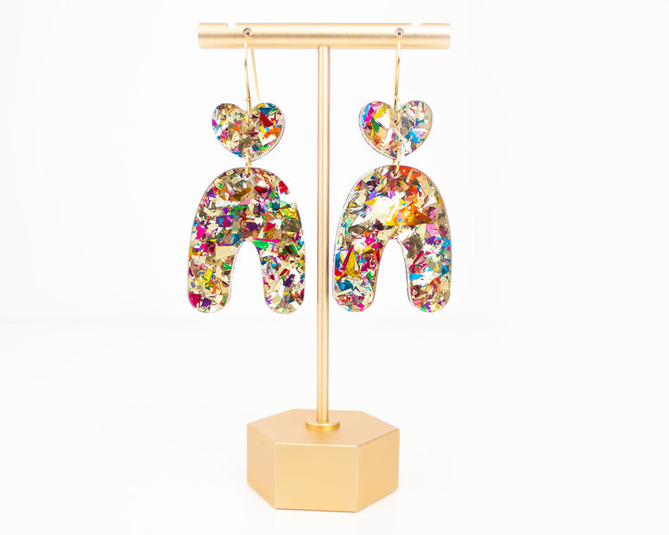 Heart Arch Gold Geometric Earrings