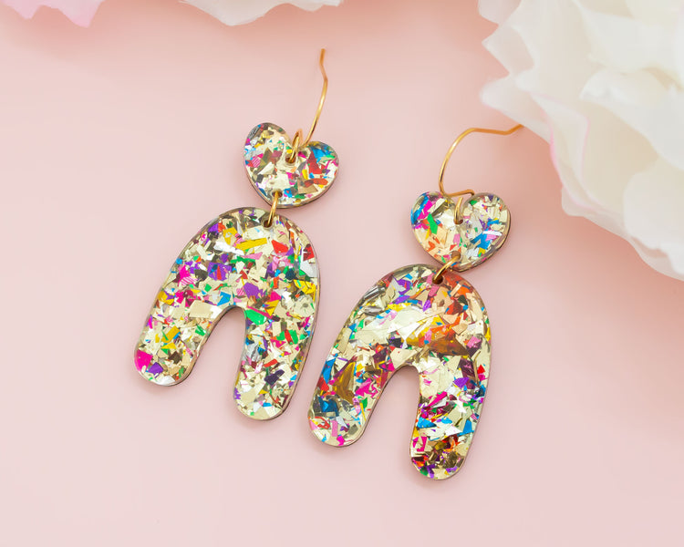 Heart Arch Gold Geometric Earrings