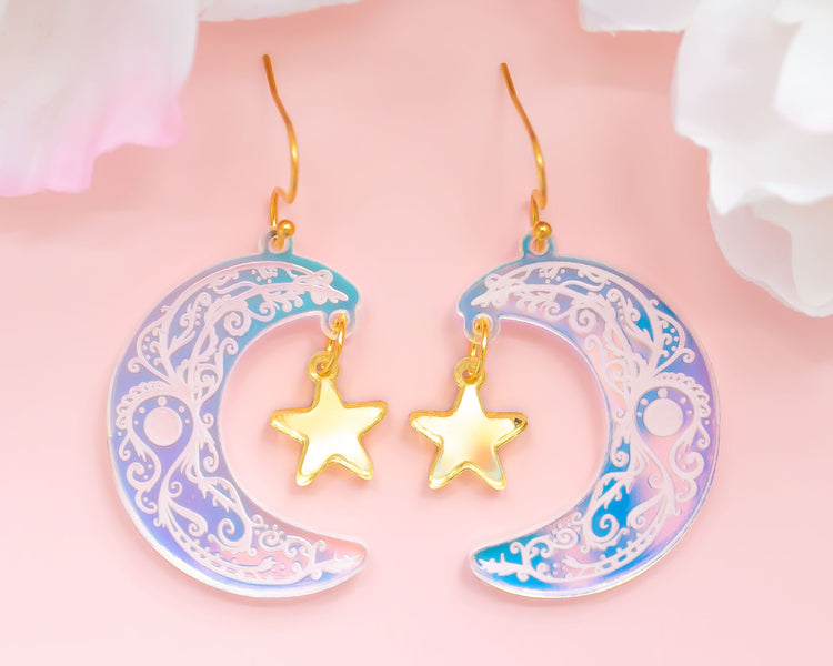Moon & Star Celestial Acrylic Earrings