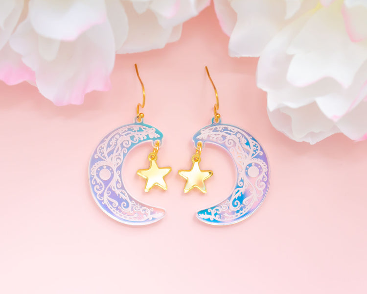 Moon & Star Celestial Acrylic Earrings