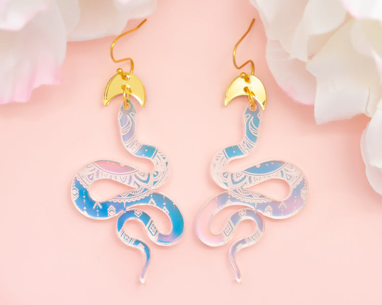 Holographic Snake Celestial Acrylic Earrings