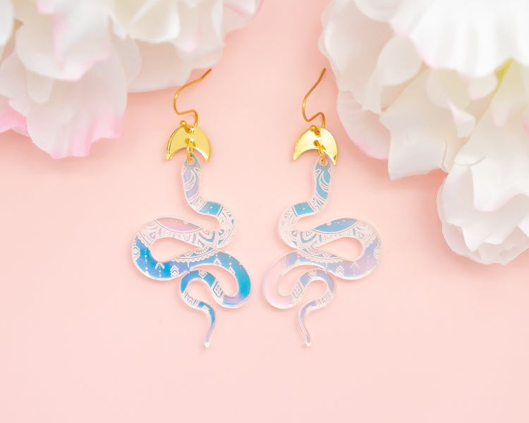 Holographic Snake Celestial Acrylic Earrings