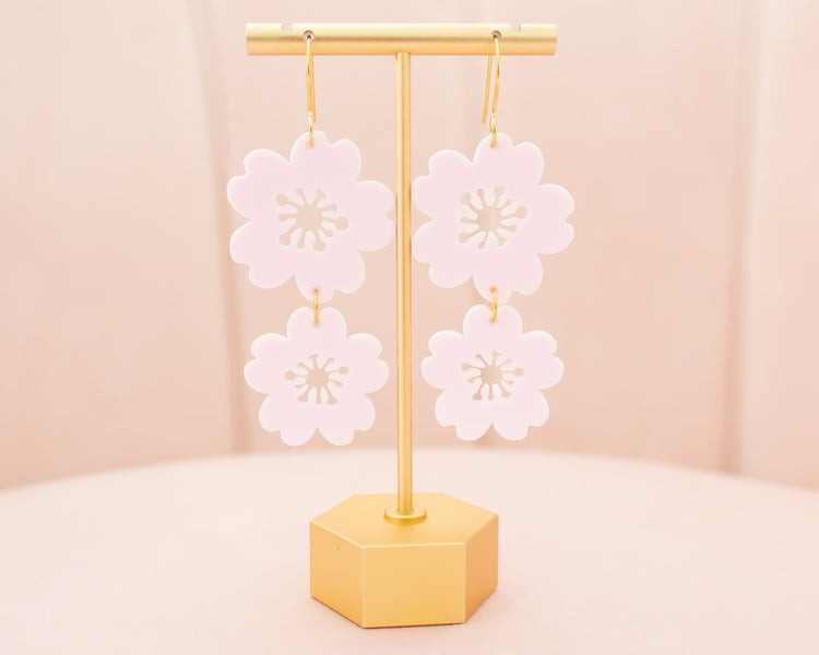 Pastel Cherry Blossom Acrylic Earrings