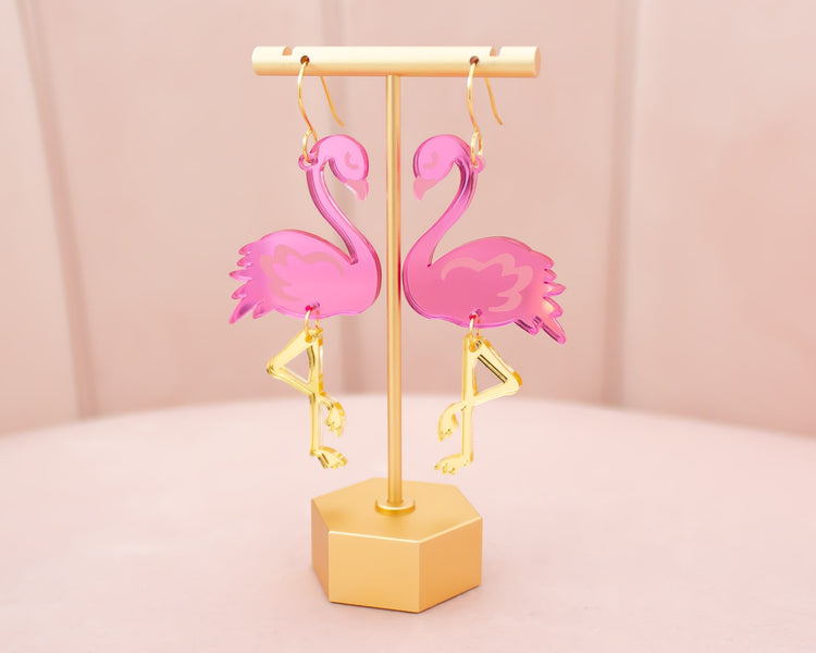 Flamingo Mirror Acrylic Earrings