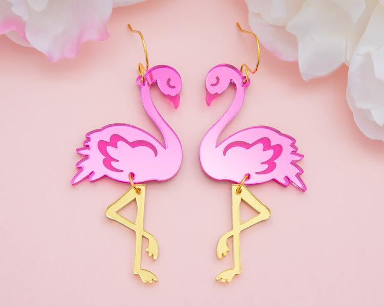 Flamingo Mirror Acrylic Earrings