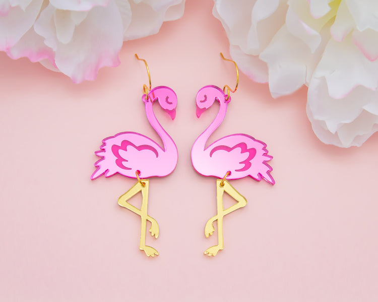 Flamingo Mirror Acrylic Earrings