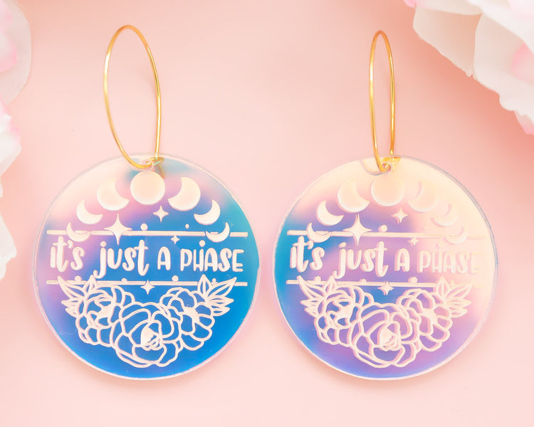 It's Just A Phase Moon Phases Holographic Celestial Hoop Earrings