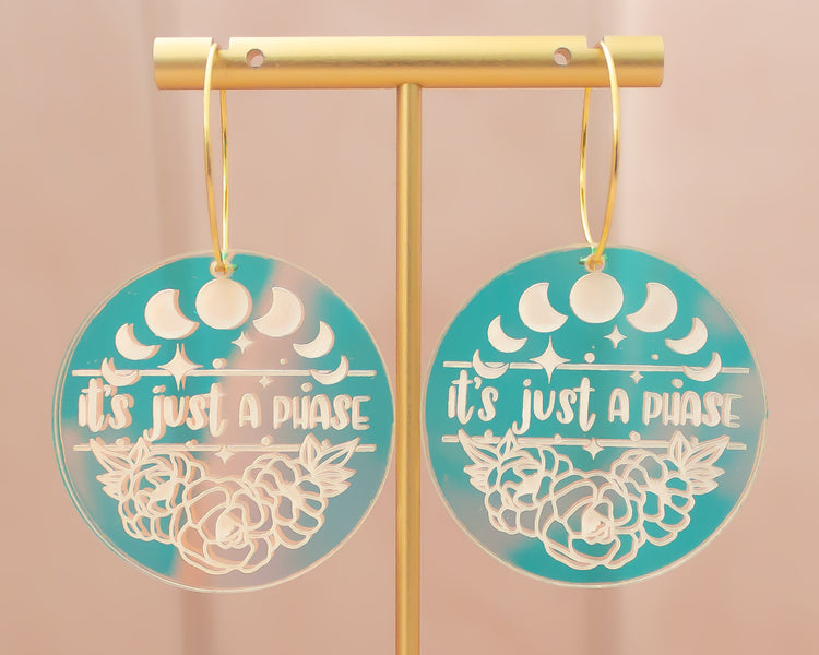 It's Just A Phase Moon Phases Holographic Celestial Hoop Earrings