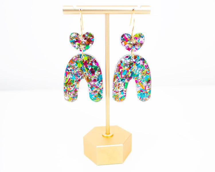 Heart Arch Multi-Colour Geometric Earrings