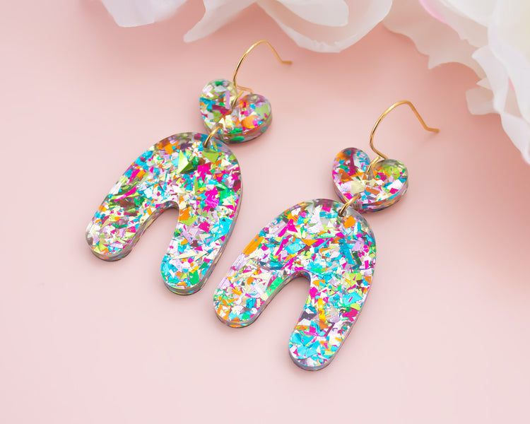 Heart Arch Multi-Colour Geometric Earrings