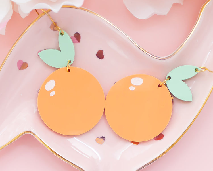 Pastel Orange Fruit Acrylic Earrings