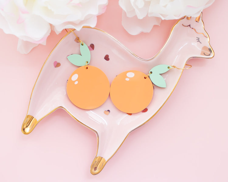 Pastel Orange Fruit Acrylic Earrings