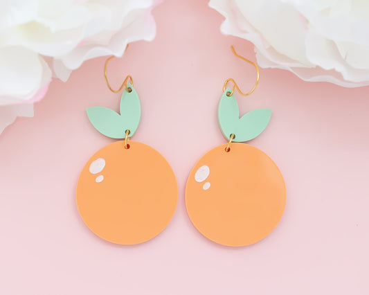 Pastel Orange Fruit Acrylic Earrings
