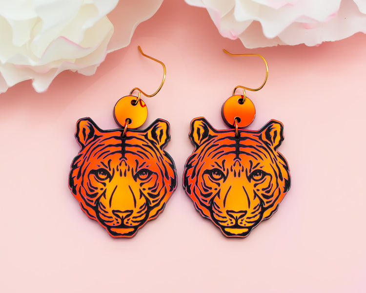 Holographic Tiger Acrylic Earrings