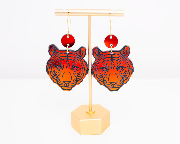 Holographic Tiger Acrylic Earrings