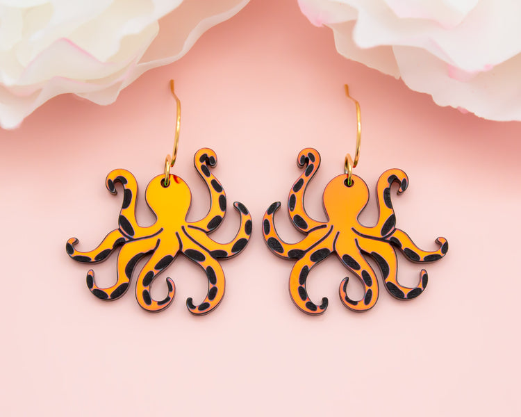 Holographic Octopus Acrylic Earrings
