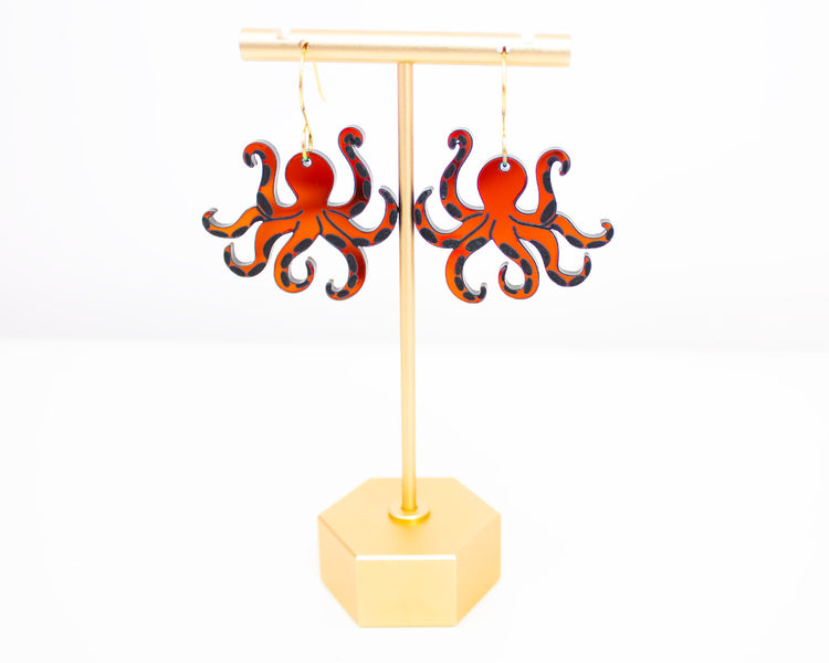 Holographic Octopus Acrylic Earrings