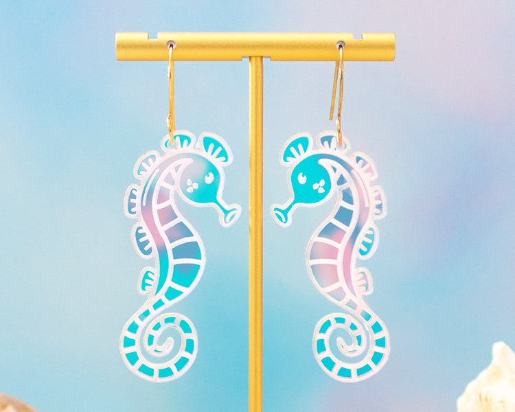 Sea Horse Holographic Acrylic Earrings
