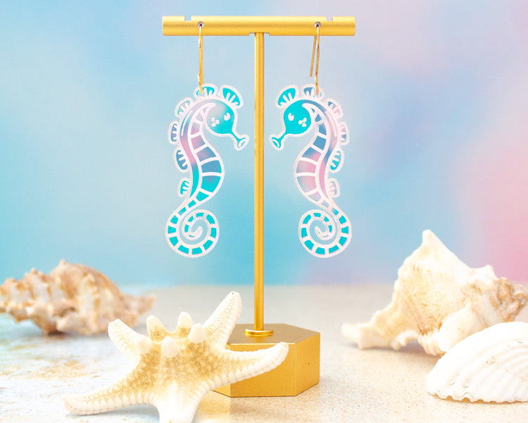 Sea Horse Holographic Acrylic Earrings